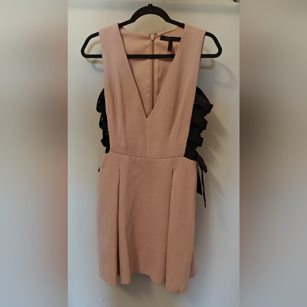 Bcbg Maxazria Dress "Kalie" V Neck Side Tie Blush Pink Size 6